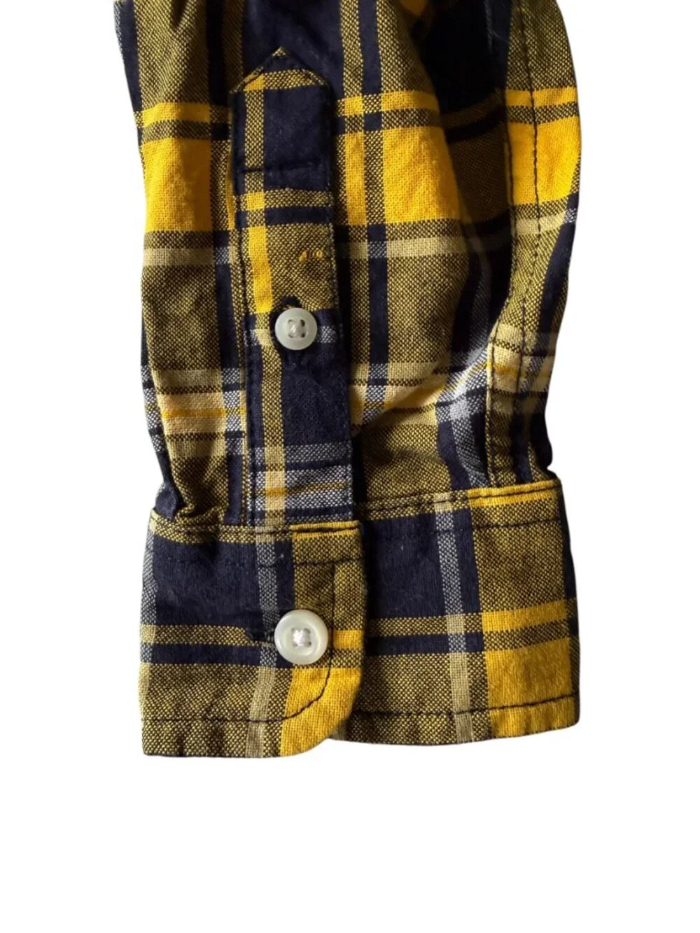 The Children's Place boys yellow and blue plaid button down collared shirt M